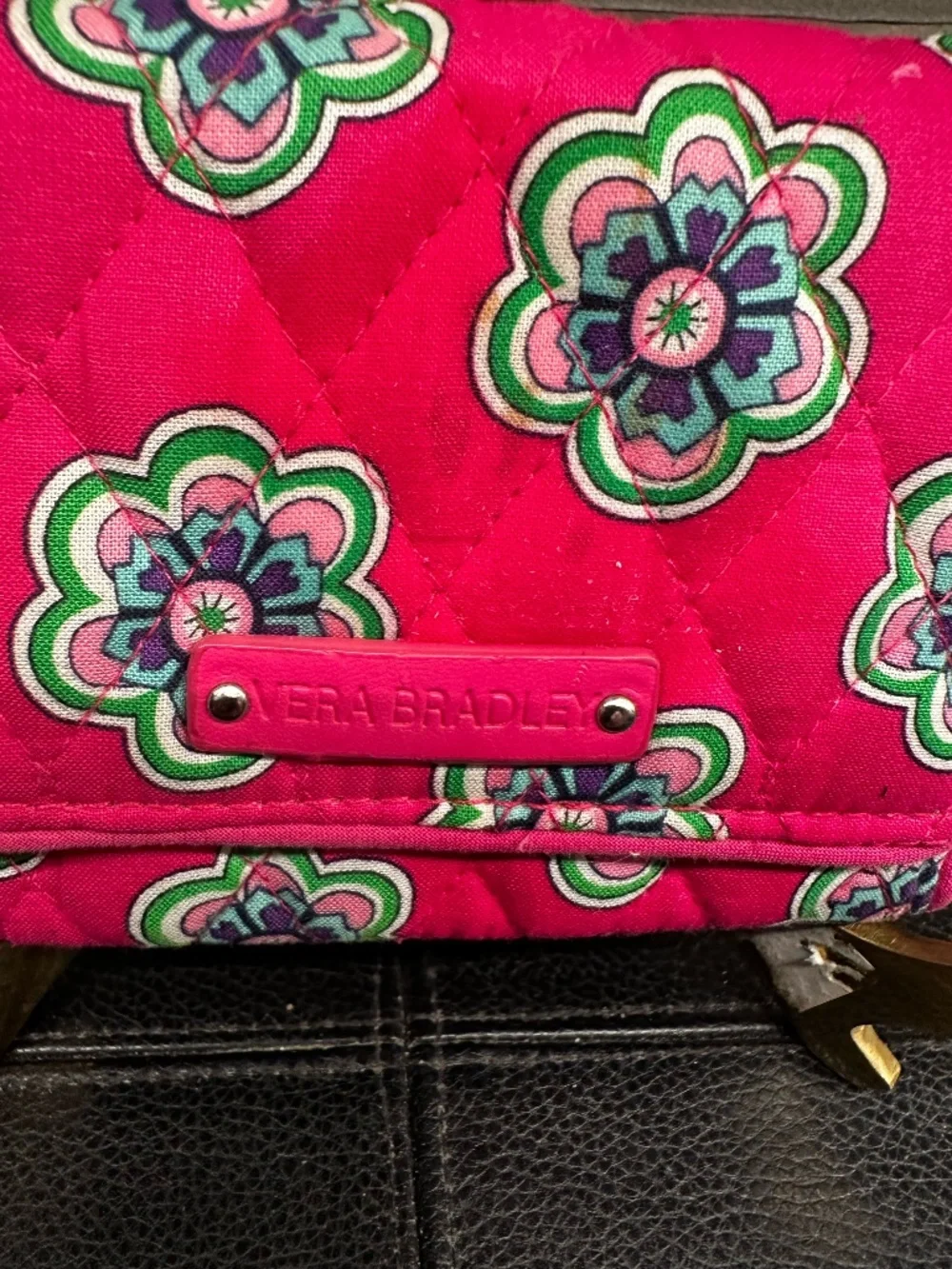 Vera Bradley Petite Trifold Wallet ~ Pink Swirls Flowers - Picture 8 of 8